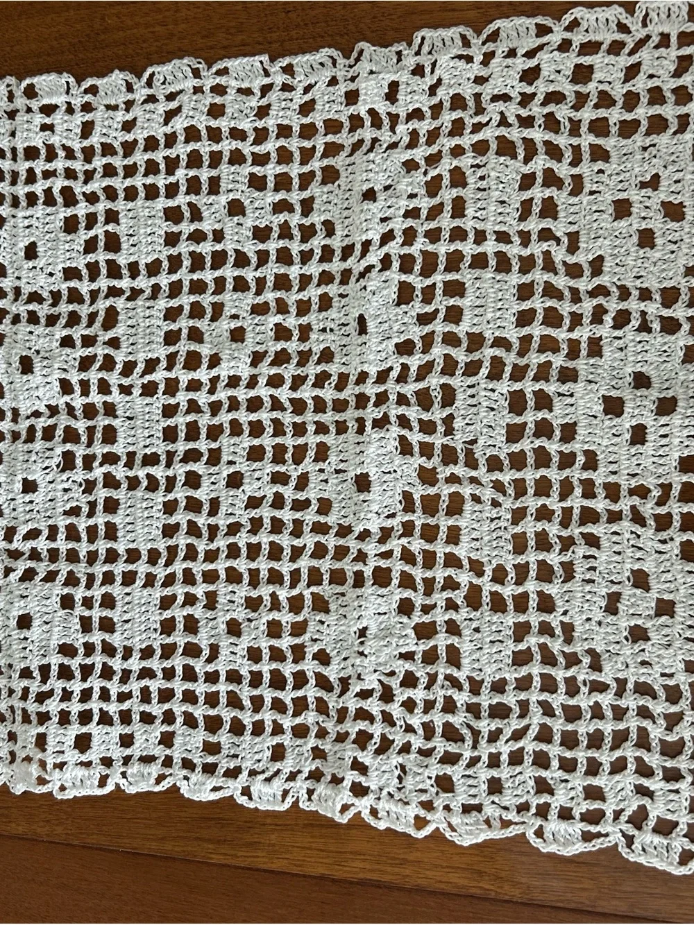 Handmade White Crochet Table Runner